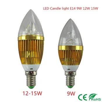 10X LED sham nuri E14 9 Vt 12 Vt 15 Vt E14 Dimmable 110V 220V LED lampochka chiroq salqin oq / issiq oq idoralar ROHS