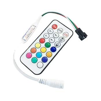 1pcs Dream Color 5-24v RF mini LED Controller 21keys VS2812B Streamer chiroqlari USD yoki DC boshini boshqarish simsiz masofadan boshqarish pulti