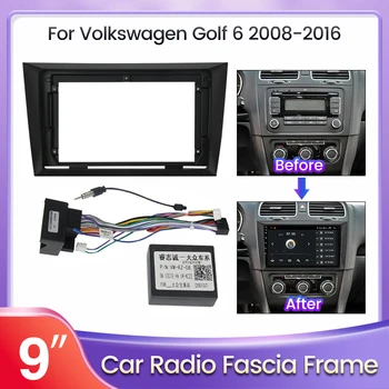 2 Volksvagen Golf uchun Din Android Radio GPS Fascia ramka 6 2008-2016 Stereo Dashboard o'rnatish Panel qavs Fitting Kit