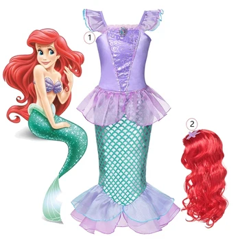 2024 Princess Mermaid Ariel Qizlar Uchun Kostyum Bolalar Cosplay Bolalar Karnaval Tug'ilgan Kuni Partiyasi Balo Kiyimlari Yozgi Kiyim Vestido