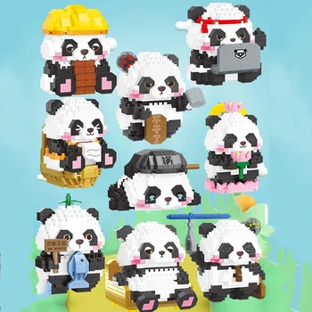 2372pcs Panda qurilish bloklari Creative hayvon modeli Mini montaj g'ishtlari ish stoli Ornament ta'lim bolalar Rojdestvo sovg'alari