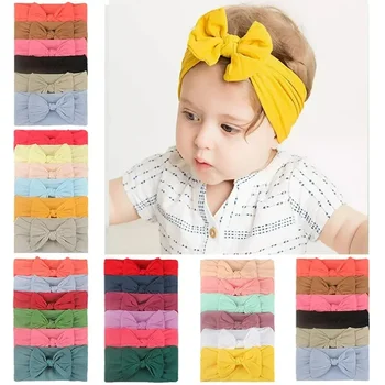 3/4/5/6Pcs / set Cute Booknot Baby Headband salla qattiq rangli yangi tug'ilgan chaqaloq Qizlar elastik soch bantlari yumshoq neylon soch aksessuarlari
