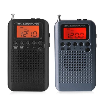 40 mm haydovchi karnay HRD-104 raqamli Mini Pocket am FM radio, musiqa ixlosmandlari uchun aksessuarlarni o'ynash uchun LCD displey bilan