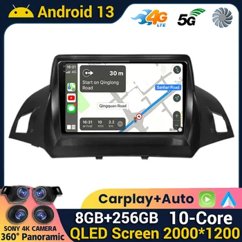Android 13 Ford Kuga Escape uchun Avto Carplay 2013 2014 2015 2016 avtomobil Radio Multimedia Video Player navigatsiya GPS Stereo simsiz aloqa+4G