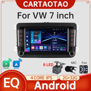 Android10 2din 7 dyuymli Avto avtomobil Radio Carplay uchun Volksvagen Polo Bora Golf 5 /6 Passat CC B6\7 Jetta Skoda Tiguan 4G GPS