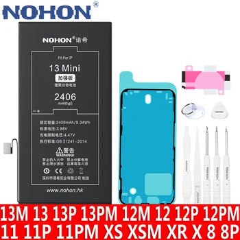Apple iPhone uchun NOHON batareyasi 13 Mini Pro MAX 12 11 X XS 8 Plus XR almashtirish lityum polimer bateriya yuqori quvvatli batareyalar