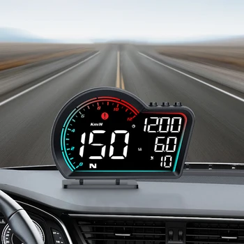 Avtomobil HD raqamli GPS HUD Bosh yuqoriga displey MPH yassi xavfsizlik signal raqamli tezlik kilometr metr raqamli soat bilan LED displey