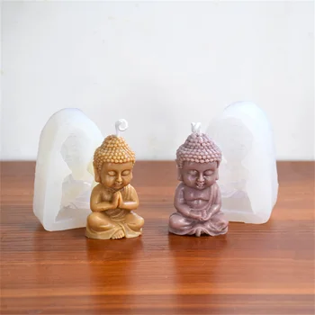 Budda sham Silikon mog'or 3D Budda gips sovun tsement qatronlar mog'or Festival sovg'a qilish cherkov sham ishlab chiqarish materiallari