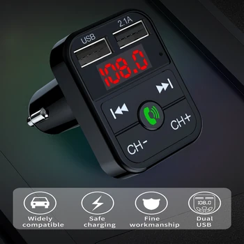 FM Transmitter avtomobil to'plami Handsfree simsiz qo'llarsiz Bluetooth 5.0 LCD MP3 pleer USB zaryadlovchi avtomobil aksessuarlari Dual FM Modulator