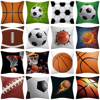 Futbol basketbol Regbi bosilgan yostiq sumkasi 45x45 sm yostiqsimon uy dekor yostiq qopqog'i divan avtomobil dekorativ otish yostiq qopqog'i