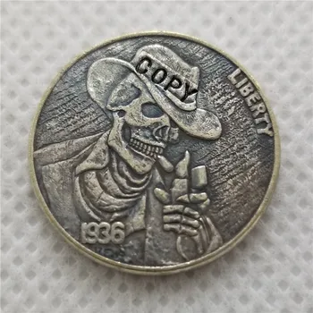 Hobo nikel Coin_Type # 43_1936-D BUFFALO nikel tanga nusxasi 