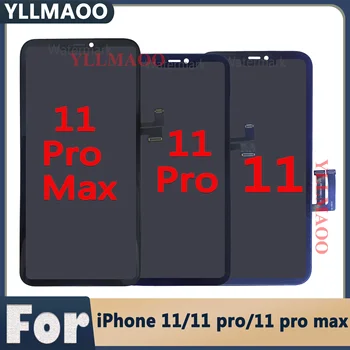 IPhone uchun aaa+ sifat 11 11pro 11 Pro Max LCD displey sensorli ekran montaj No o'lik Pixel haqiqiy ohang + Temperli Film + vositasi + Case