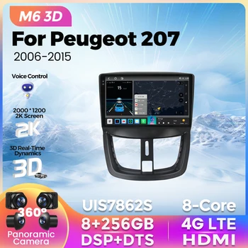 M6 Pro Plus 3D Peugeot uchun 207 2006 - 2015 avtomobil Radio Multimedia futbolchi navigatsiya AI ovozli Carplay Autoradio barcha bir BT5.1 4G
