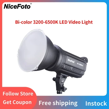 NiceFoto HC-1000SA 100 Vt ikki rangli 3200-6500K LED Video nuri Bouens o'rnatish AC va DC quvvat manbai