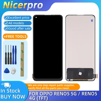 OPPO Reno5 5G/5 4G/K9/Q3 Pro/GT Neo No tamg'asi aniqlash uchun TFT moddiy LCD ekran va Digitizer to'liq montaj