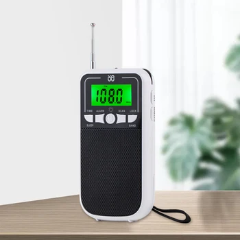 Portativ Hi-Fi Radio raqamli displey Mini cho'ntak Radio chirog'i ko'p funktsiyali Radio uyqu rejimi 3,5 mm naushnik uyasi
