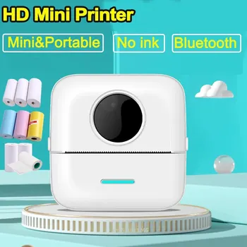 Portativ termal Printer Mini simsiz BT 200DPI Foto yorlig'i Eslatma noto'g'ri savol USB kabeli bilan bosib chiqarish Imprimante Portable