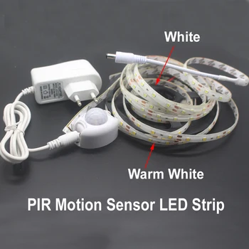 Shkaf nuri ostida LED PIR harakat sensori LED Strip Smd 2835 1m 2m 3m 4m 5m shkaf, shkaf,zinapoyalar,koridor uchun tungi yorug'lik
