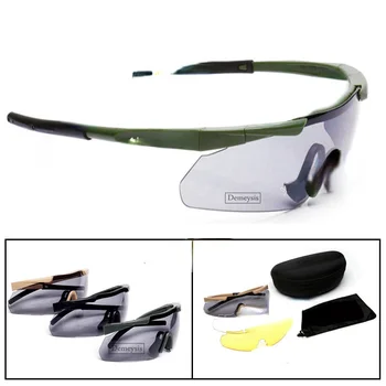 Taktis Kacamata Militer Kacamata Tentara Tahan Peluru dengan 3 Lensa Pria Mendaki Kacamata Menembak Sepeda Motor Gafas