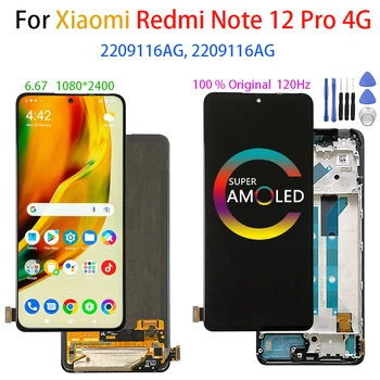 Xiaomi Redmi Note uchun Original Amoled 12 Pro 4G Lcd displey ekrani Redmi Note12 Pro uchun Raqamlashtirgich 2209116ag, 2209116ag displey