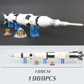 100cm AQSh NASAS Apollos Saturn V Space Launch raketa texnik Model qurilish bloklari g'isht bolalar bola o'yinchoq sovg'a o'g'il kashf