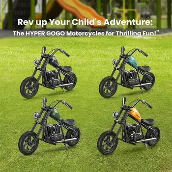 HYPER GOGO Cruiser 12 bolalar uchun elektr Chopper mototsikli 24v 5,2 Ah 160 Vt, 12'x3' shinali bolalar velosipedi, 12 km yuqori diapazon