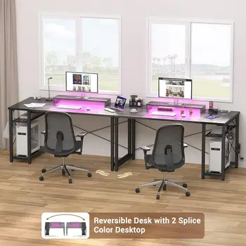 LED yoritgichli armocity kompyuter stoli, elektr rozetkasi va USB bilan 47 o'yin stoli, harakatlanuvchi monitorli qaytariladigan noutbuk stoli