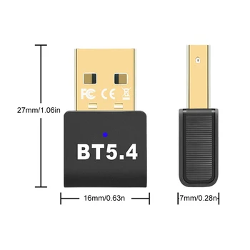 USB BT 5.4 Dongle Adapter BT Dongle kompyuter Spikeri simsiz sichqoncha eshitish klaviatura uchun oyna 11/10/8.1 USB uzatuvchi qo'llab-quvvatlaydi